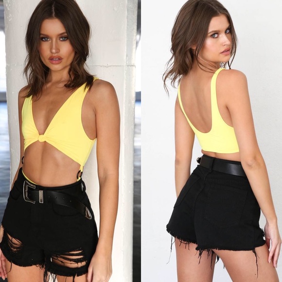 Tiger Mist Tops - NWT Tiger Mist M Neon Yellow Alexa Bodysuit FLAWED